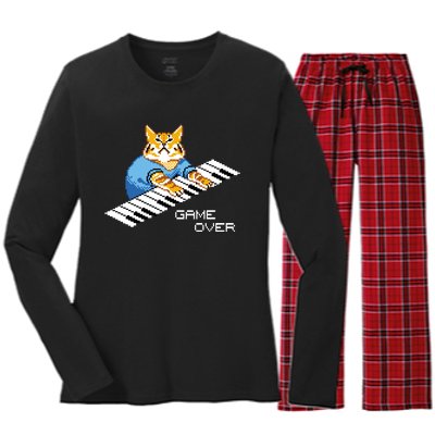 Keyboard Cat Women's Long Sleeve Flannel Pajama Set 