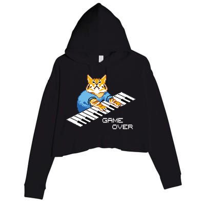 Keyboard Cat Crop Fleece Hoodie