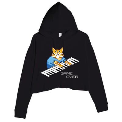 Keyboard Cat Crop Fleece Hoodie