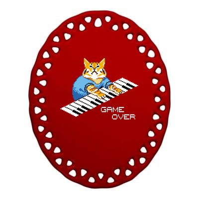 Keyboard Cat Ceramic Oval Ornament