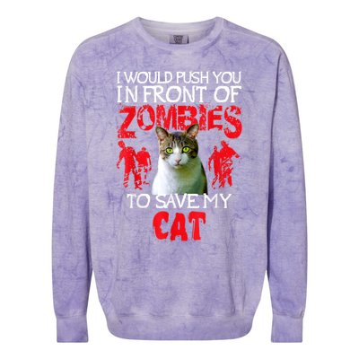 Kitty Cat Lovers Zombie Halloween Costume Idea Colorblast Crewneck Sweatshirt