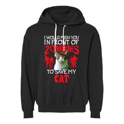 Kitty Cat Lovers Zombie Halloween Costume Idea Garment-Dyed Fleece Hoodie