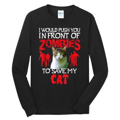 Kitty Cat Lovers Zombie Halloween Costume Idea Tall Long Sleeve T-Shirt