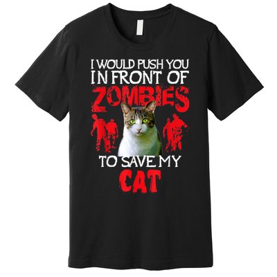 Kitty Cat Lovers Zombie Halloween Costume Idea Premium T-Shirt