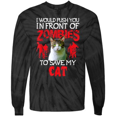 Kitty Cat Lovers Zombie Halloween Costume Idea Tie-Dye Long Sleeve Shirt