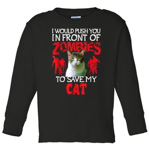 Kitty Cat Lovers Zombie Halloween Costume Idea Toddler Long Sleeve Shirt