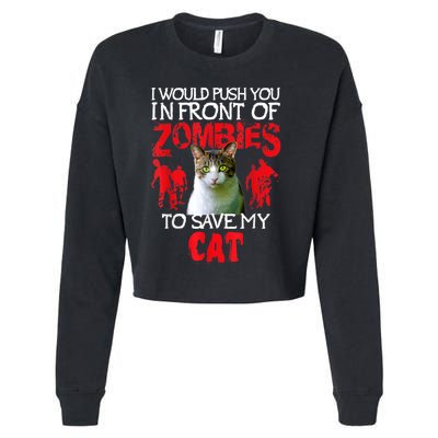 Kitty Cat Lovers Zombie Halloween Costume Idea Cropped Pullover Crew