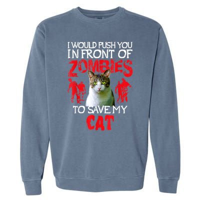 Kitty Cat Lovers Zombie Halloween Costume Idea Garment-Dyed Sweatshirt