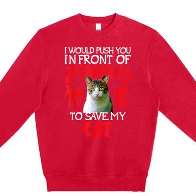 Kitty Cat Lovers Zombie Halloween Costume Idea Premium Crewneck Sweatshirt