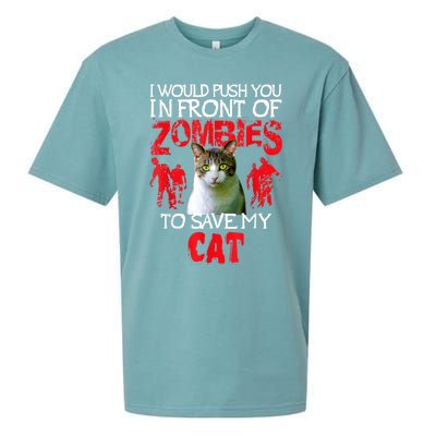 Kitty Cat Lovers Zombie Halloween Costume Idea Sueded Cloud Jersey T-Shirt