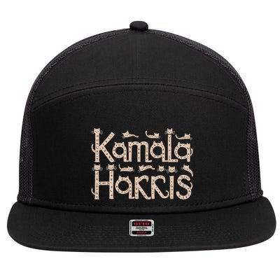 Kamala Cat Letter Font Design 7 Panel Mesh Trucker Snapback Hat