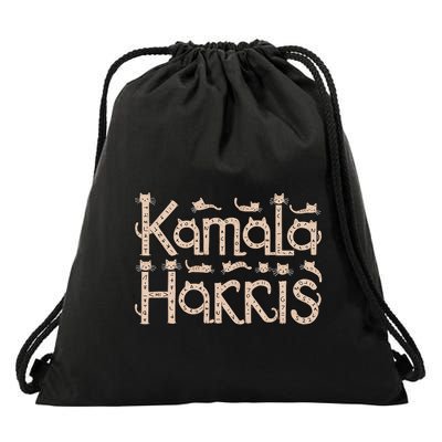 Kamala Cat Letter Font Design Drawstring Bag