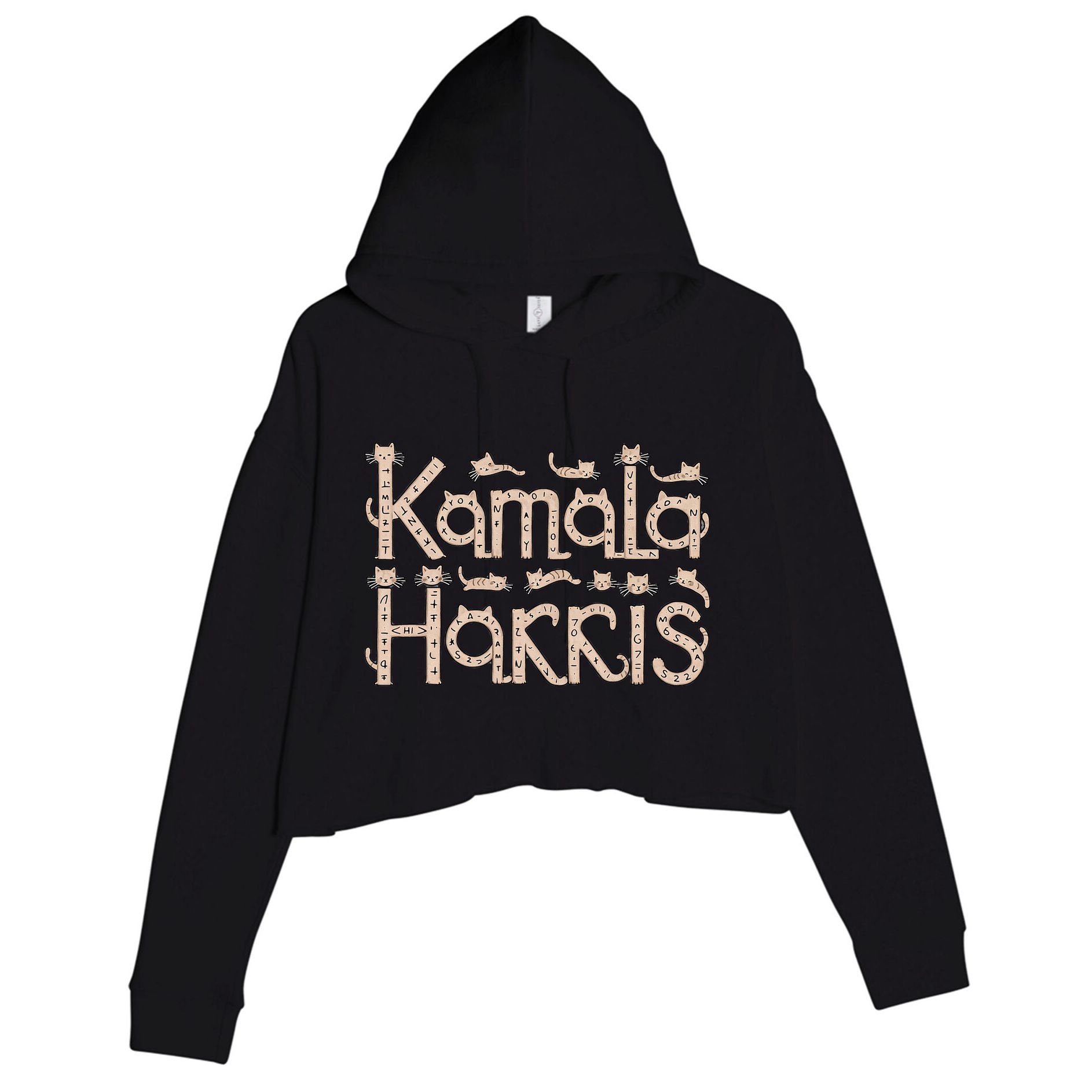 Kamala Cat Letter Font Design Crop Fleece Hoodie