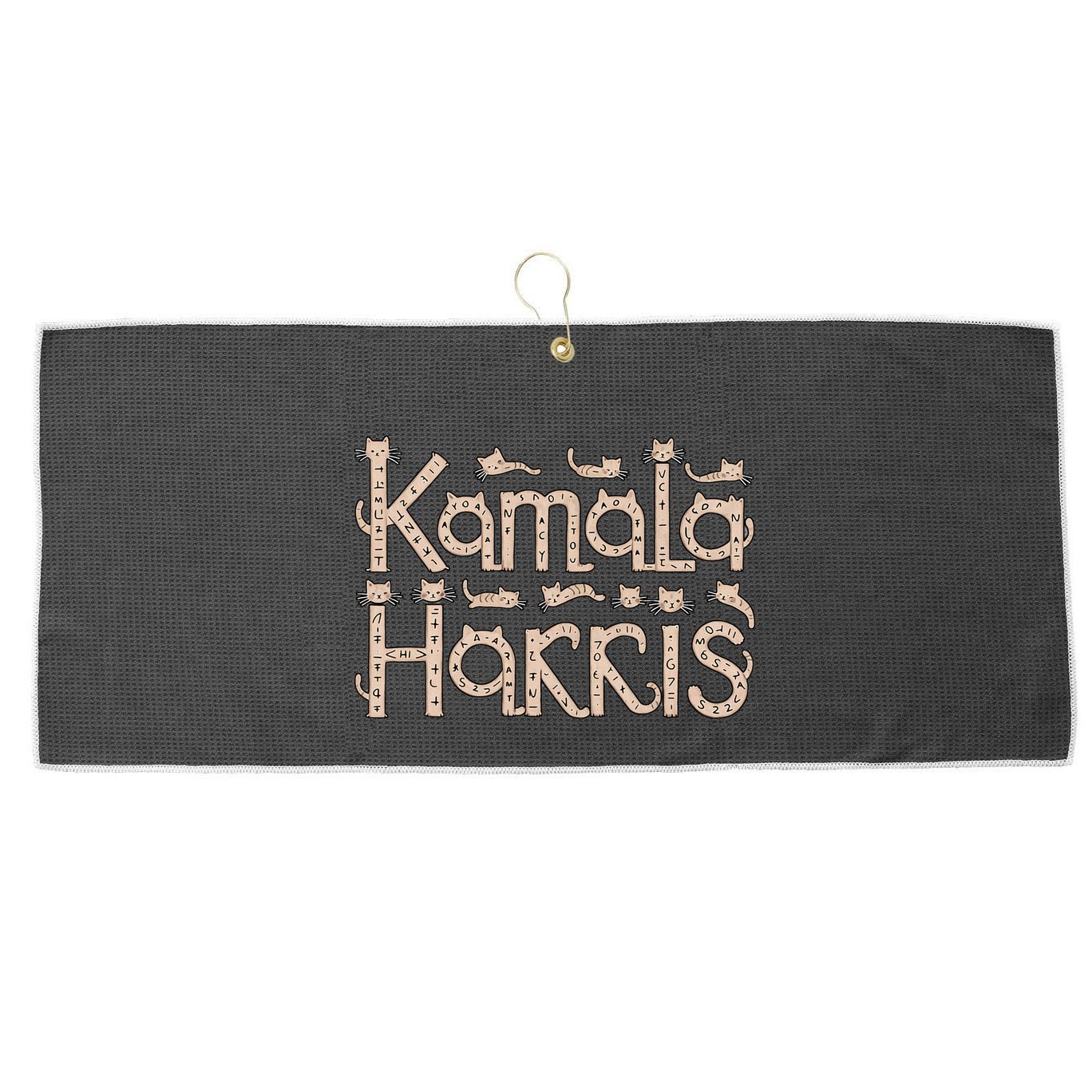 Kamala Cat Letter Font Design Large Microfiber Waffle Golf Towel