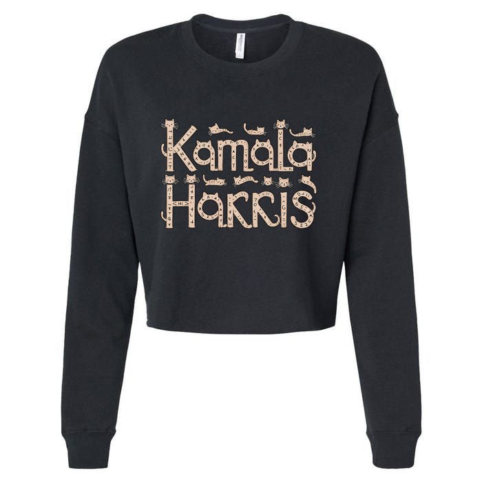 Kamala Cat Letter Font Design Cropped Pullover Crew