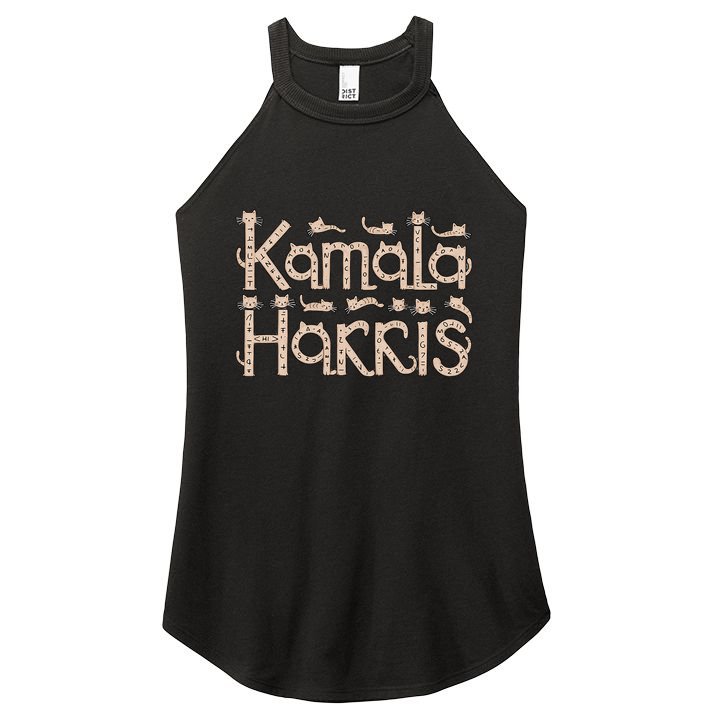 Kamala Cat Letter Font Design Women's Perfect Tri Rocker Tank