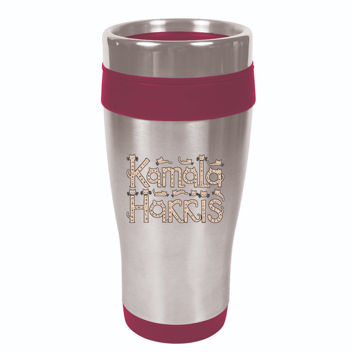 Kamala Cat Letter Font Design 16oz Travel Tumbler