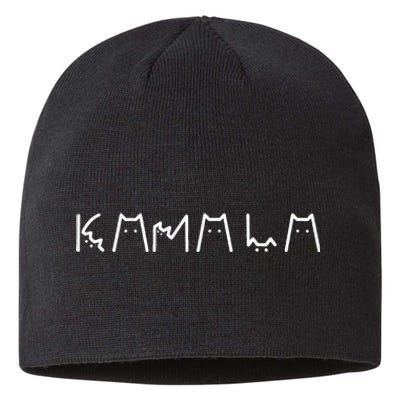 Kamala Cat Lettering Positive Funny Cat Ladies 2024 Sustainable Beanie