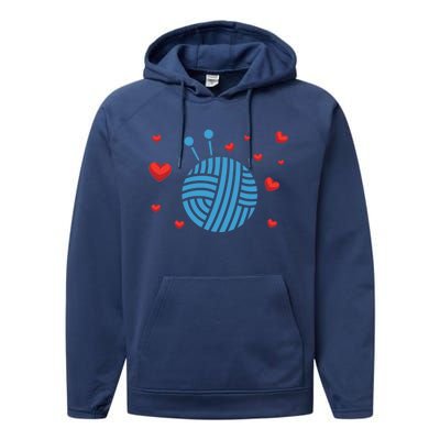 Knitter Crocheting Lover Hearts Knit Crocheter Yarn Knitting Cool Gift Performance Fleece Hoodie