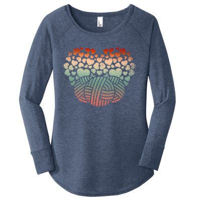 Knitter Crocheting Lover Knit Heart Crocheter Yarn Knitting Gift Women's Perfect Tri Tunic Long Sleeve Shirt