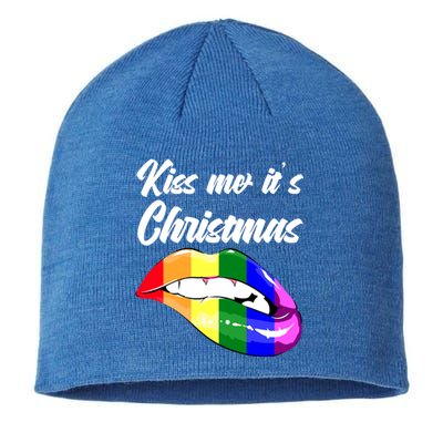 Kiss Christmas Lgbtq Community Lips Xmas Design Gift Sustainable Beanie