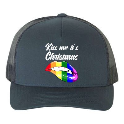 Kiss Christmas Lgbtq Community Lips Xmas Design Gift Yupoong Adult 5-Panel Trucker Hat