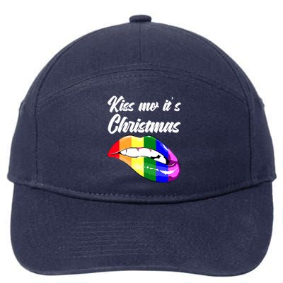 Kiss Christmas Lgbtq Community Lips Xmas Design Gift 7-Panel Snapback Hat