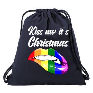 Kiss Christmas Lgbtq Community Lips Xmas Design Gift Drawstring Bag