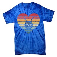 Knitting Crochet Lover Funny Gift Retro Sunset Yarn Funny Knitter Great Gift Tie-Dye T-Shirt