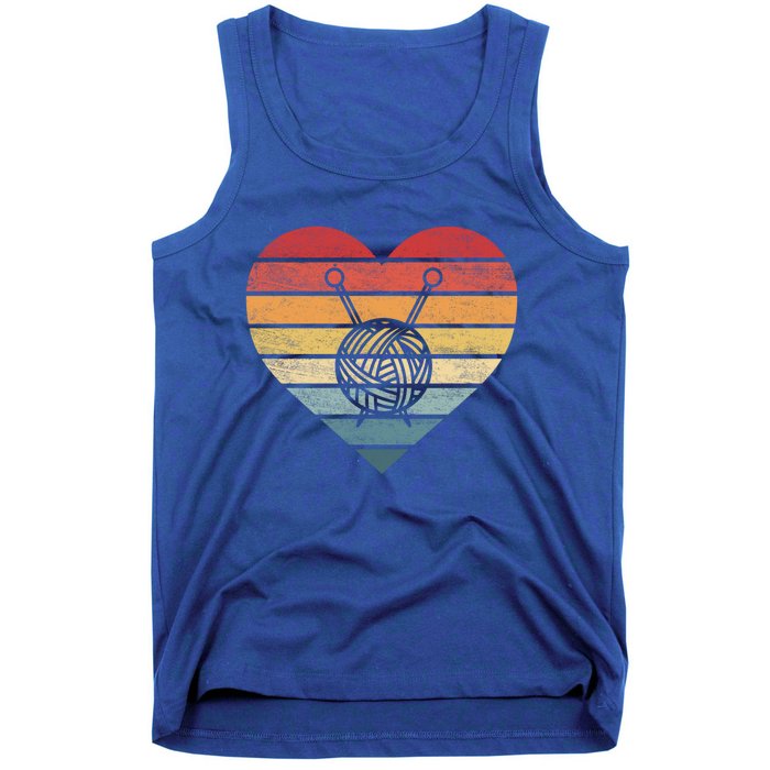 Knitting Crochet Lover Funny Gift Retro Sunset Yarn Funny Knitter Great Gift Tank Top