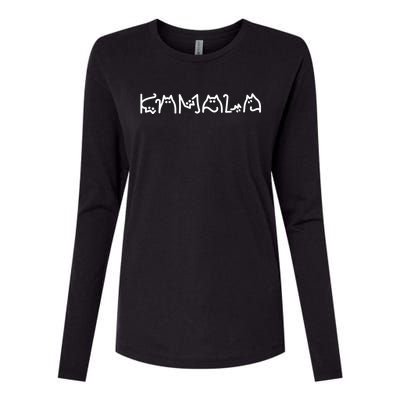 Kamala Cat Lettering Gift Womens Cotton Relaxed Long Sleeve T-Shirt