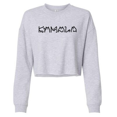 Kamala Cat Lettering Gift Cropped Pullover Crew