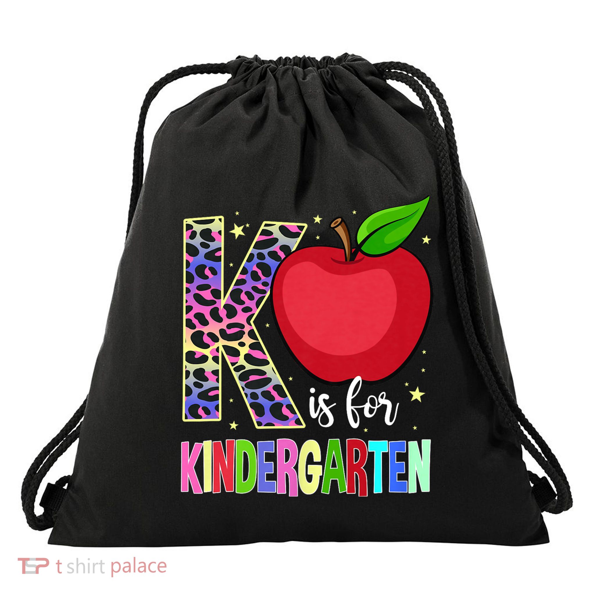 Kindergarten Cute Leopard K Is For Kindergarten Teacher Drawstring Bag