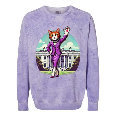 Kamala Cat Lady 2024 Stylish White House Election Fun Colorblast Crewneck Sweatshirt