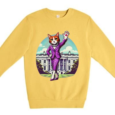 Kamala Cat Lady 2024 Stylish White House Election Fun Premium Crewneck Sweatshirt