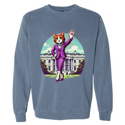 Kamala Cat Lady 2024 Stylish White House Election Fun Garment-Dyed Sweatshirt