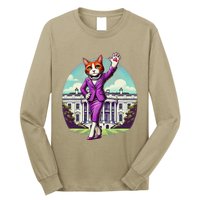 Kamala Cat Lady 2024 Stylish White House Election Fun Long Sleeve Shirt