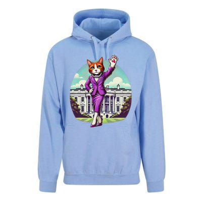 Kamala Cat Lady 2024 Stylish White House Election Fun Unisex Surf Hoodie