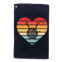 Knitting Crochet Lover Gifts Retro Sunset Yarn Funny Knitter Platinum Collection Golf Towel