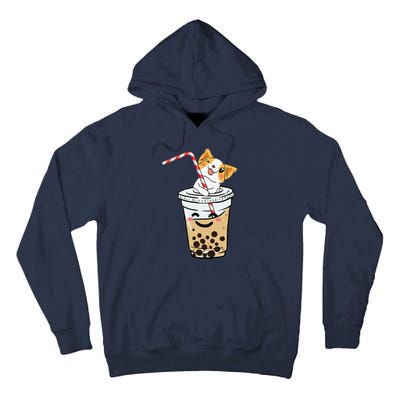 Kawaii Corgi Loves Bubble Tea Funny Bobas Welsh Dog Gift Tall Hoodie