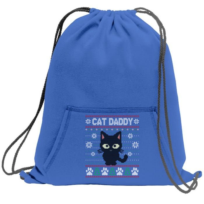 Kitty Cat Lover Xmas Cat Daddy Ugly Christmas Sweatshirt Cinch Pack Bag