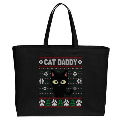 Kitty Cat Lover Xmas Cat Daddy Ugly Christmas Cotton Canvas Jumbo Tote