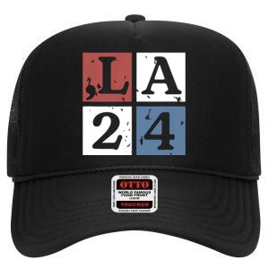 Kamala Comma La Harris 2024 High Crown Mesh Back Trucker Hat