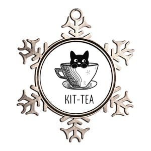 KitTea Cat Lovers Cute And Funny Black Cat Metallic Star Ornament