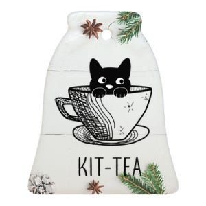 KitTea Cat Lovers Cute And Funny Black Cat Ceramic Bell Ornament