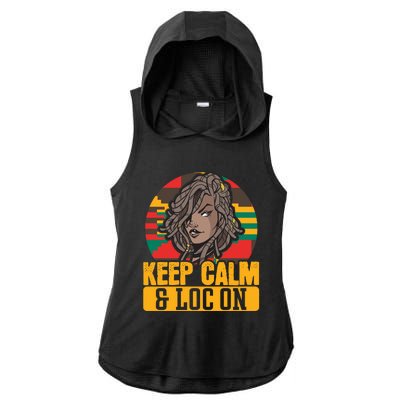 Keep Calm Loc On Black Pride Melanin African American Gift Ladies PosiCharge Tri-Blend Wicking Draft Hoodie Tank