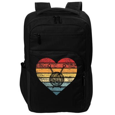 Knitting Crochet Lover Gifts Retro Sunset Yarn Impact Tech Backpack