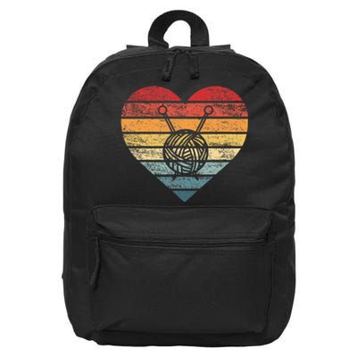 Knitting Crochet Lover Gifts Retro Sunset Yarn 16 in Basic Backpack