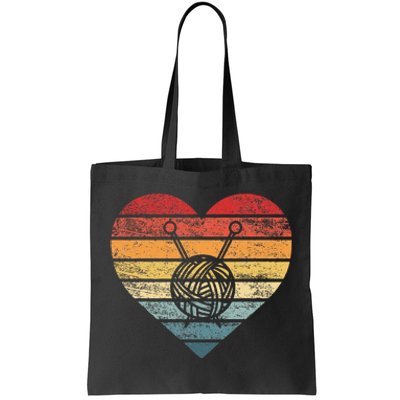 Knitting Crochet Lover Gifts Retro Sunset Yarn Tote Bag