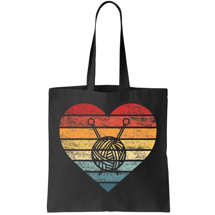 Knitting Crochet Lover Gifts Retro Sunset Yarn Tote Bag